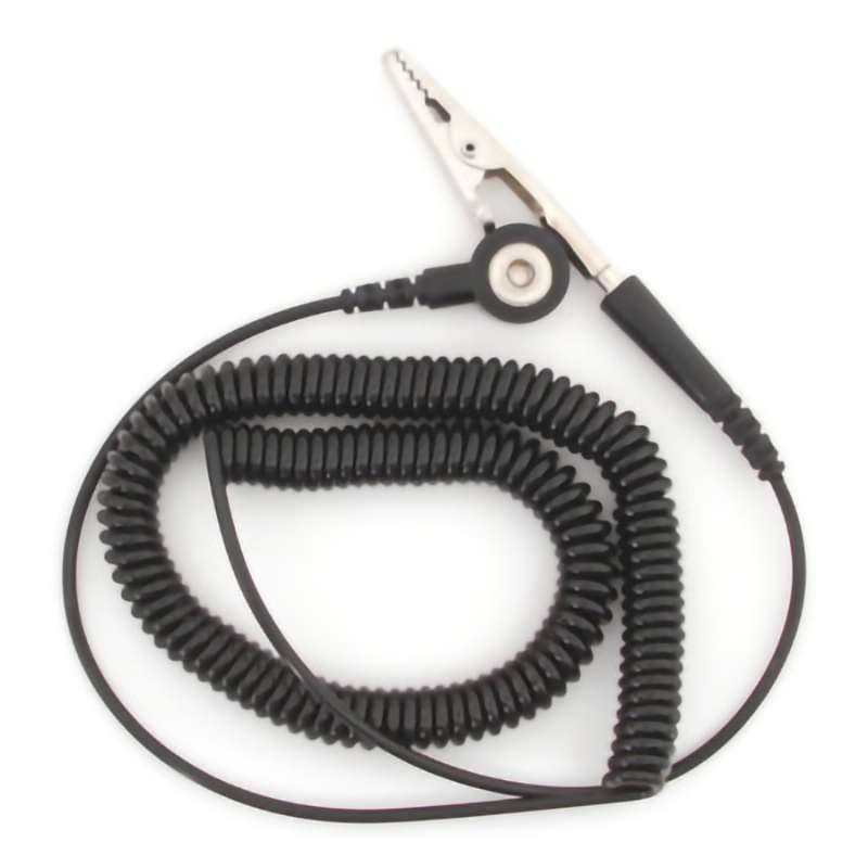 Grounding Cord Only, Coiled, 12" Over-All Length, 7mm Snap, Black
